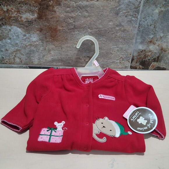 Child of Mine Carters Red Christmas Footed Sleeper My 1st Christmas 0-3 mos - Picture 6 of 10